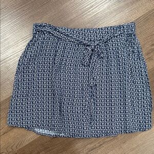 Mango Blue and White Patterned Mini Skirt